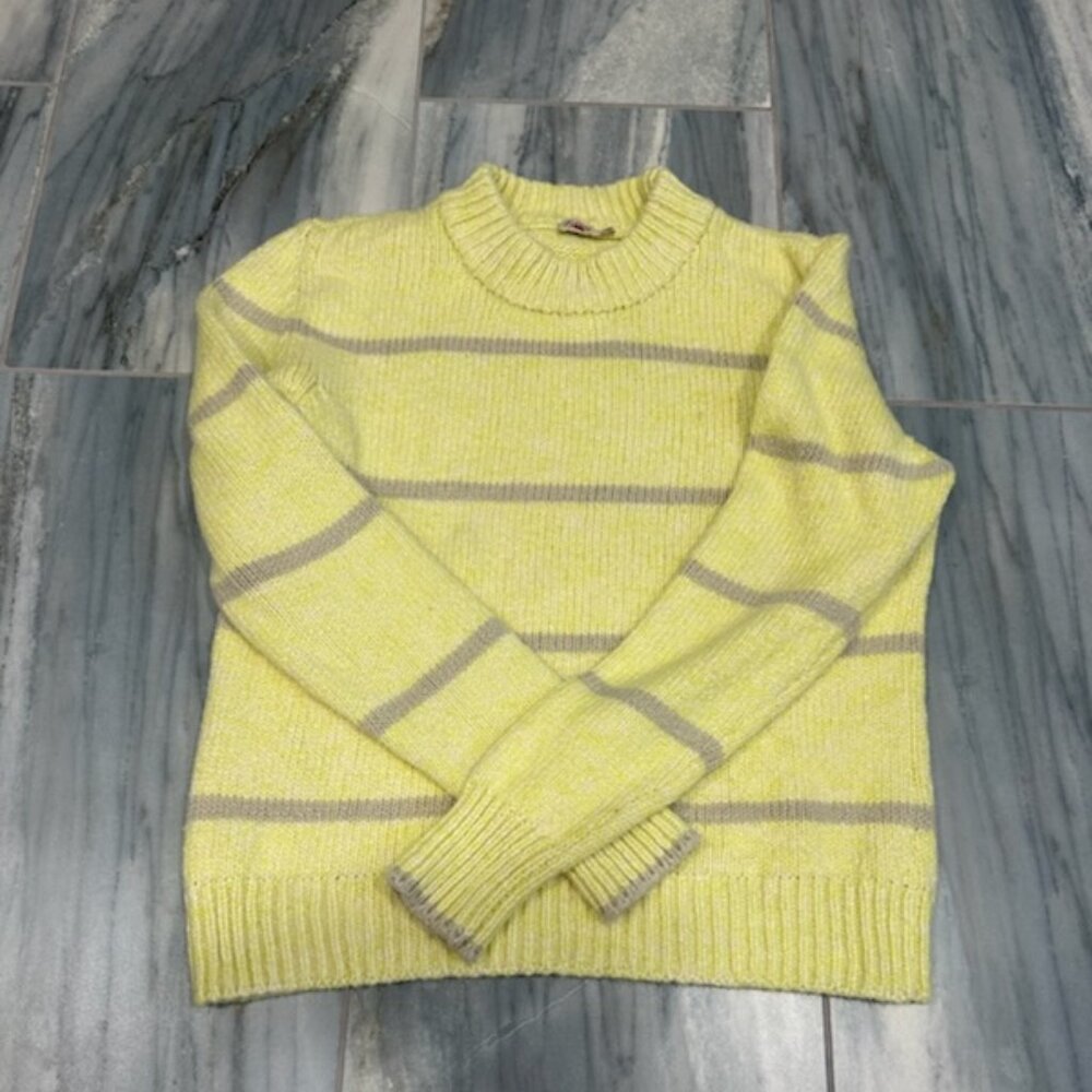 Faherty Yellow Cotton Crewneck Sweater, Womens Large